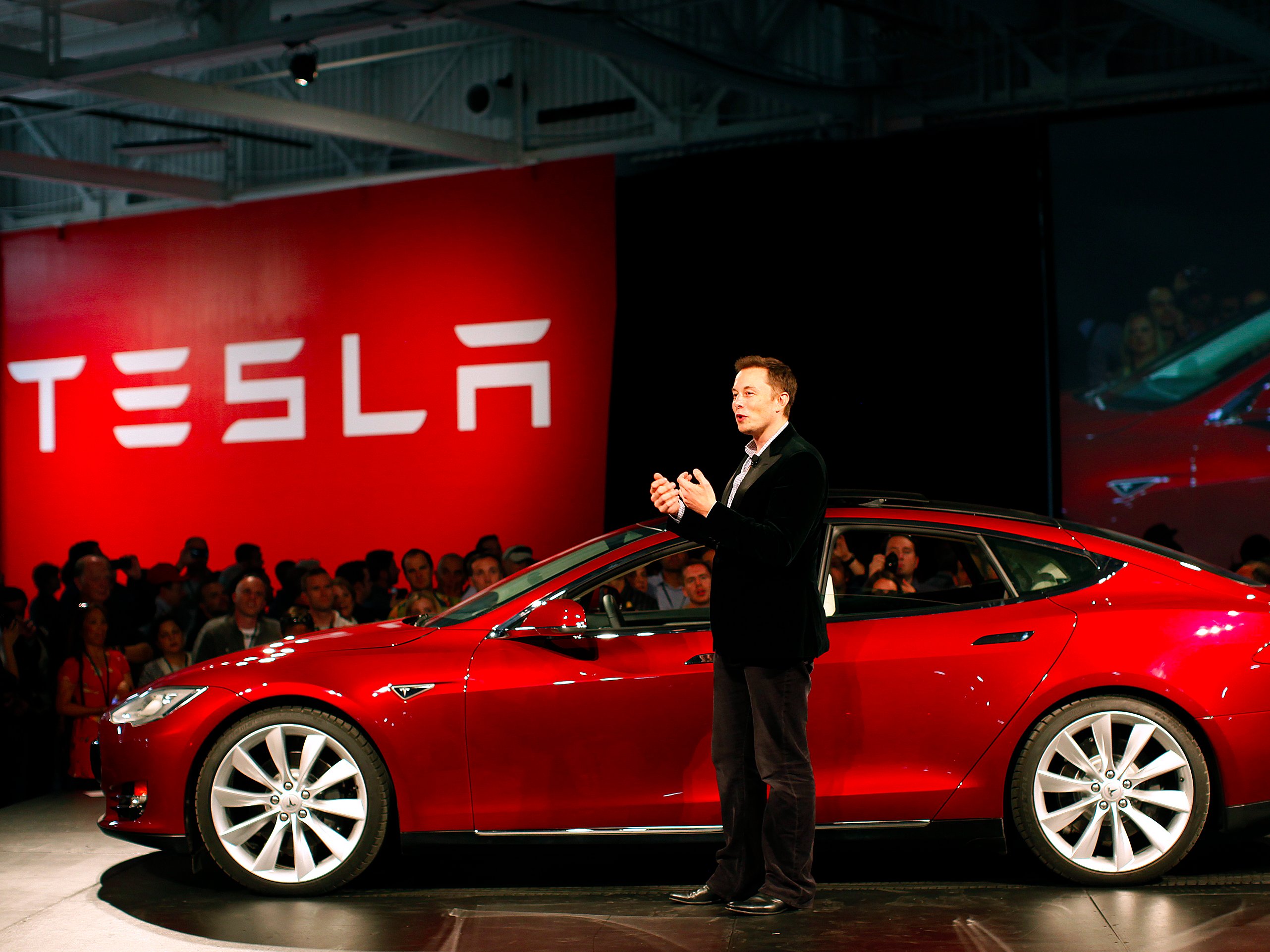 Elon Musk with new Tesla Model 3